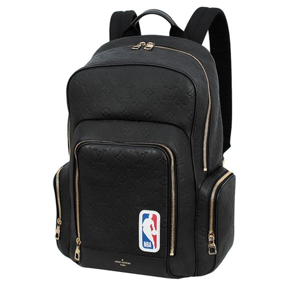 Backpack Rucksack Monogram Leather Black Sports Bag Daypack - Picture 1 of 8